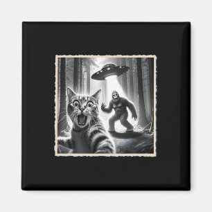 Katze Selfie mit Bigfoot und Ufo Funny Sasquatch C Magnet