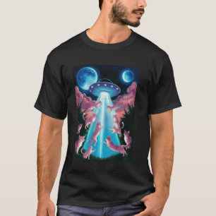 Katze Selfie UFO Alien Humor Lustig Oberteil für M T-Shirt