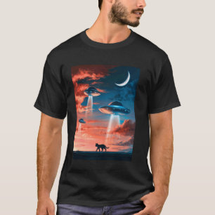 Katze Selfie UFO Außerirdischer Humor Lustiges Obe T-Shirt