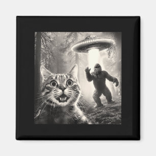 Katze Selfie Wald Bäume Außerirdischer Ufo Bigfoot Magnet