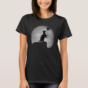 Katze Silhouette im Vollmond mit Herz. Beautifu T-Shirt
