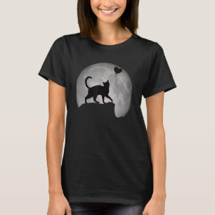 Katze Silhouette im Vollmond mit Herz. Beautifu T-Shirt