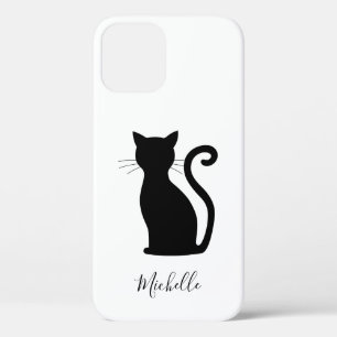 Katze Silhouette Schwarz und Weiß Name Niedlich Sc Case-Mate iPhone Hülle