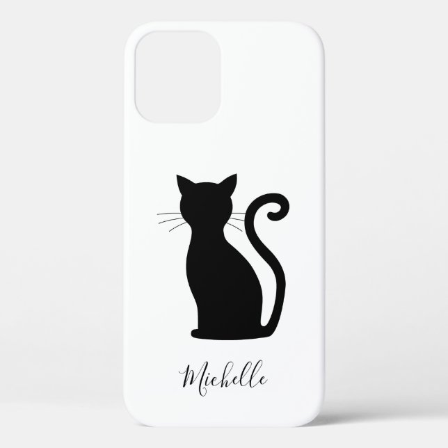 Katze Silhouette Schwarz und Weiß Name Niedlich Sc Case-Mate iPhone Hülle (Rückseite)
