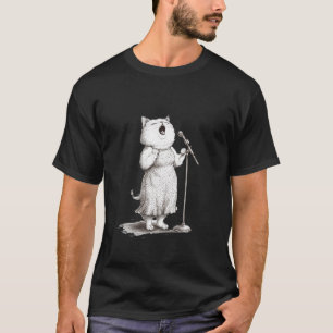 Katze singt in ein Mikrofon Performance T-Shirt