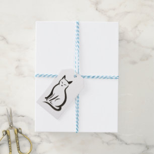 Katze sitzend - Minimalistische Silhouette Geschenkanhänger