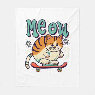 Katze Skating Meow Fleecedecke