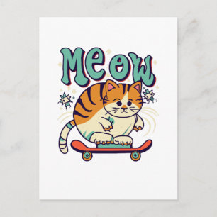 Katze Skating Meow Postkarte