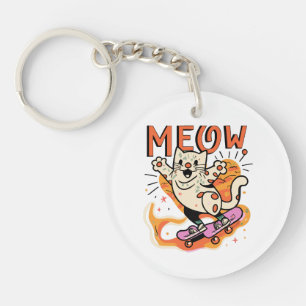 Katze Skating Meow Schlüsselanhänger