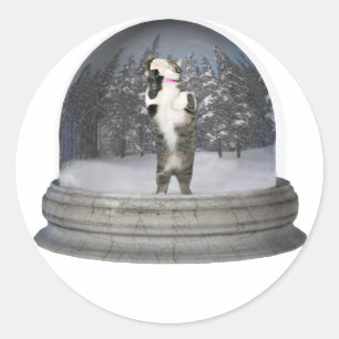 Katze snowglobe runder aufkleber