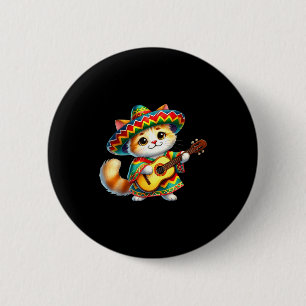 Katze Sombrero Gitarre Cinco De Mayo Mexikanische Button