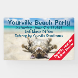 Katze Sonnenbaden am Strand Banner