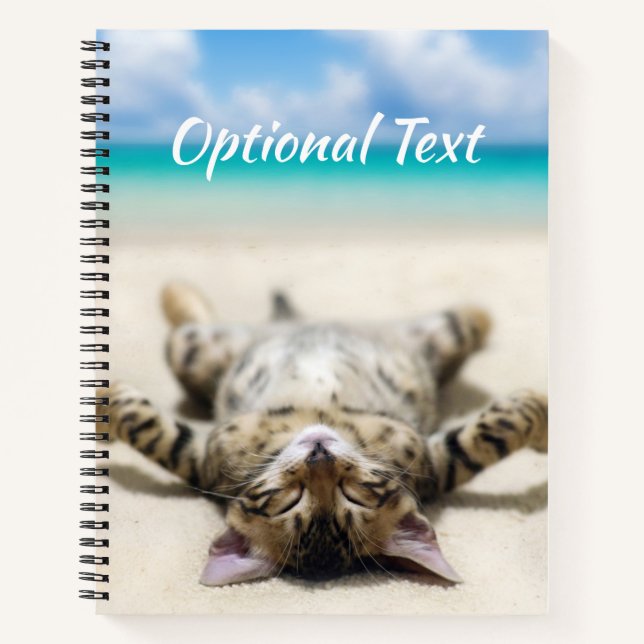 Katze Sonnenbaden am Strand   Notizbuch (Vorderseite)