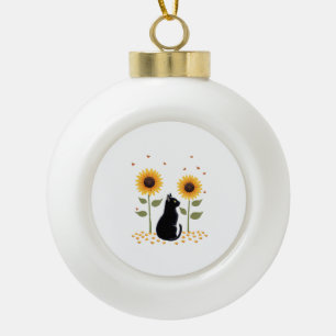 Katze Sonnenblume Weihnachtsbaum Sonnenblume Katze Keramik Kugel-Ornament