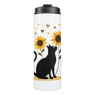 Katze Sonnenblume Weihnachtsbaum Sonnenblume Katze Thermosbecher
