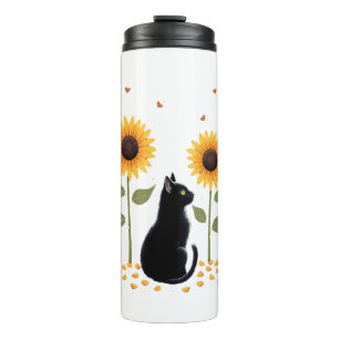 Katze Sonnenblume Weihnachtsbaum Sonnenblume Katze Thermosbecher