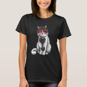 Katze Sonnenbrille Herz Süße Katze Katze Valenti T-Shirt
