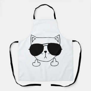 Katze Sonnenbrille Mittelfinger Schürze