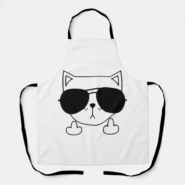 Katze Sonnenbrille Mittelfinger Schürze (Vorderseite)