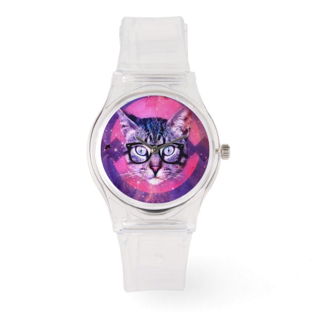 KATZE-SONNENFRAUEN PINKEN SCHREIBEN ARMBANDUHR (Vorderseite)