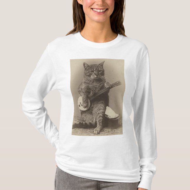 Katze Spielen lustige Banjo-T - Shirt (Vorderseite)