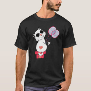 Katze spielt Badminton Sportler Trainer Grafik T-Shirt