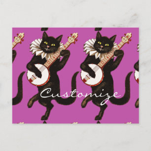 Katze spielt Banjo Thunder_Cove Postkarte
