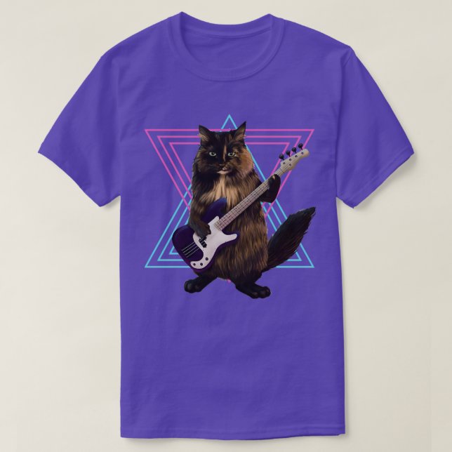 Katze spielt Bassgitarre 1 T-Shirt (Design vorne)