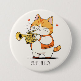 Katze spielt die Trompete Button