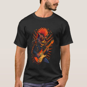 Katze spielt elektrische Gitarre, liebt Rockmusik T-Shirt