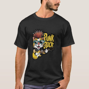 Katze spielt elektrische Gitarre - Lustig Retro Vi T-Shirt