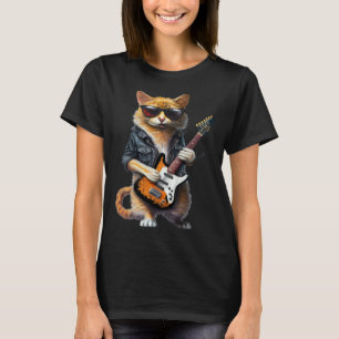 Katze spielt elektrische Gitarre Tier Katze Gita T-Shirt