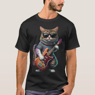 Katze spielt elektrische Gitarre Tier Katze Gita T-Shirt