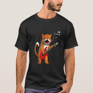 Katze spielt Gitarre Katzenliebhaber Lustiger Rock T-Shirt