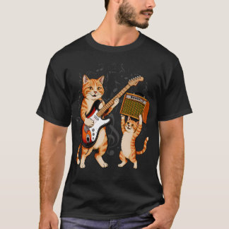 Katze spielt Gitarre Männer Rockstar und T-Shirt
