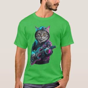 Katze spielt Gitarre Rock and Roll Rockstar für Mä T-Shirt