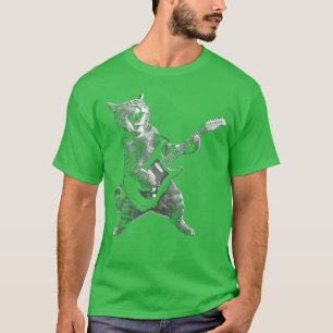 Katze spielt Gitarre Rock and Roll Rockstar für Mä T-Shirt