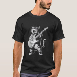 Katze spielt Gitarre Rockstar Musik Lustig Männer  T-Shirt