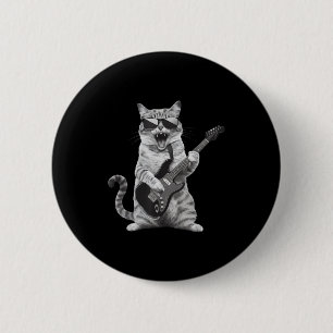 Katze spielt Gitarre Rockstar Rock And Roll Männer Button