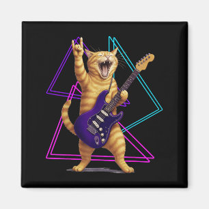 Katze spielt Gitarre Rockstar Rock And Roll Männer Magnet