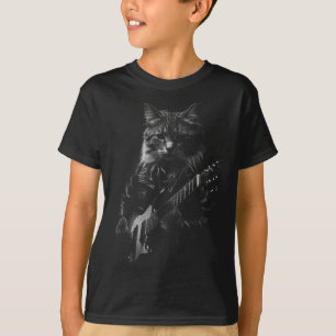 Katze spielt Gitarre Rockstar Rock And Roll Männer T-Shirt