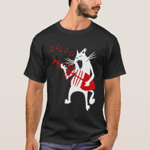 Katze spielt Gitarrenmusik Rock Roll Weihnachten T-Shirt