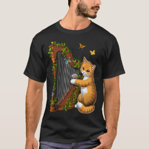 Katze spielt Harfe T-Shirt