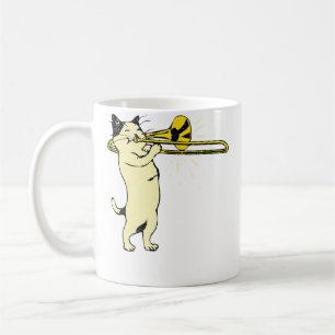 Katze spielt Jazzmusik auf der Posaune Cool Novelt Kaffeetasse
