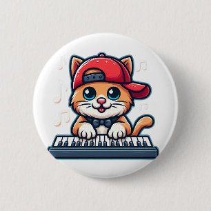 Katze spielt Klavier-Design für Musik- und Katzenl Button