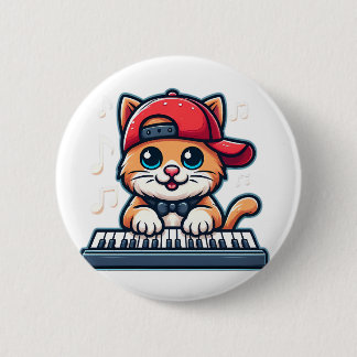 Katze spielt Klavier-Design für Musik- und Katzenl Button