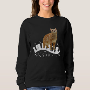 Katze spielt Klaviermusik Männer Frauen Sweatshirt