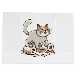 Katze spielt mit Toilettenpapier Große Geschenktüte