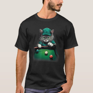Katze spielt Pool Billard Cool Lustige Katzen T-Shirt