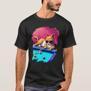 Katze spielt Poolbillard im Lounge Cool Cats 2 T-Shirt